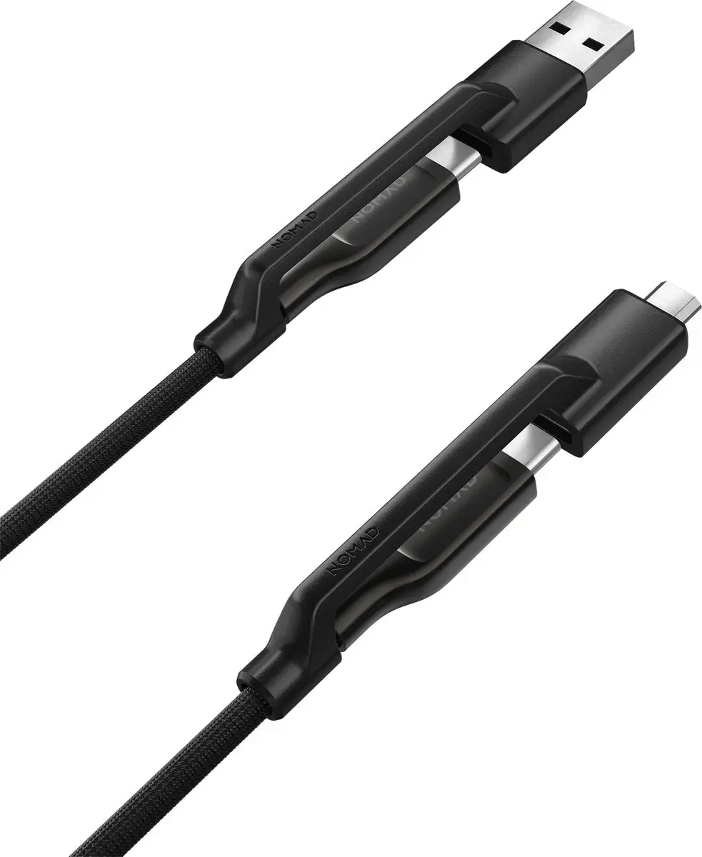 NOMAD Universele Kevlar USB-C Kabel 0,3m - Carbide - Transparent