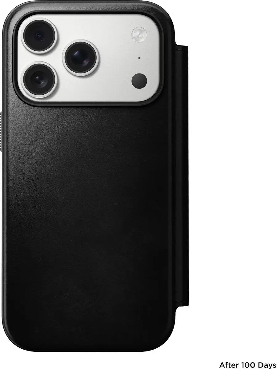 NOMAD Horween Lederen Folio iPhone 17 Pro 114684114040 - 3 Pasjes - Zwart