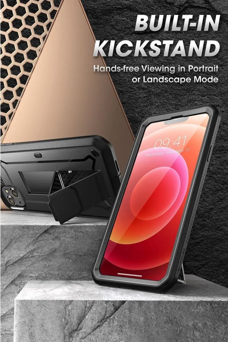 Supcase Unicorn Beetle PC TPU Carbon iPhone 13 Hoesje - Zwart