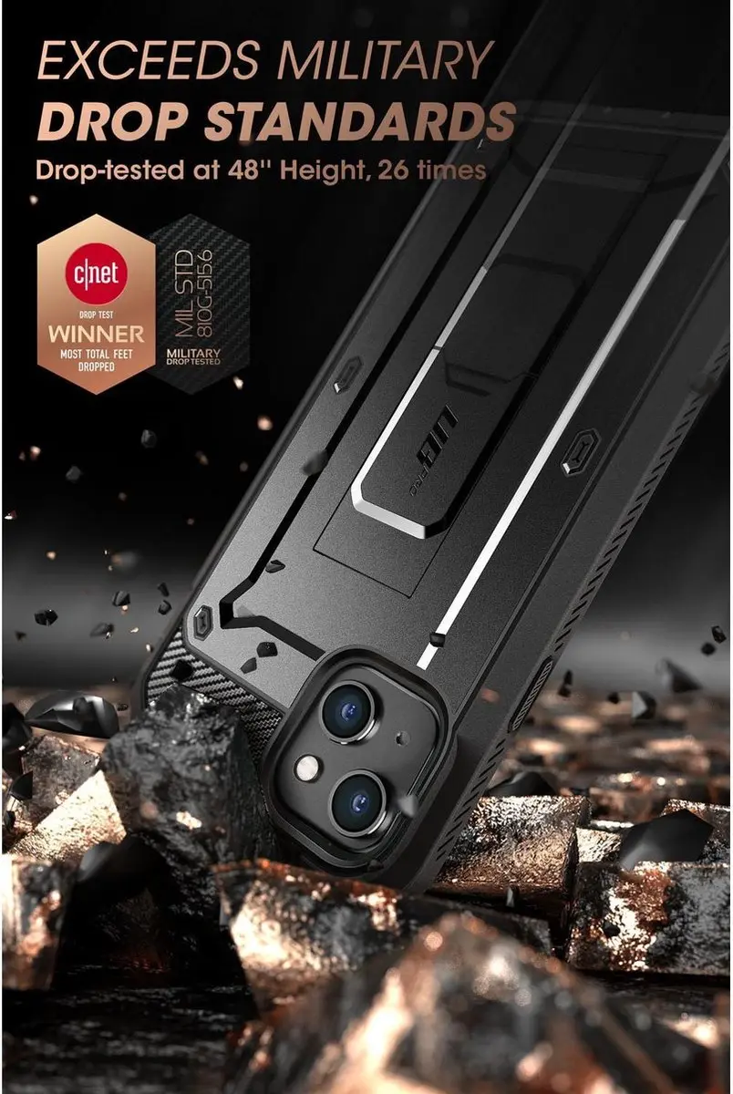 Supcase Unicorn Beetle PC TPU Carbon iPhone 13 Hoesje - Zwart