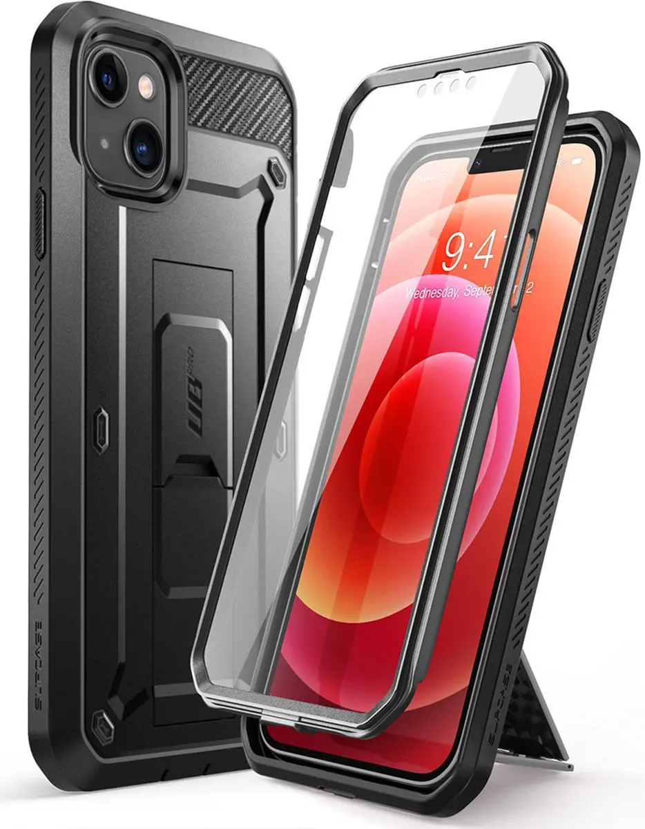 Supcase Unicorn Beetle PC TPU Carbon iPhone 13 Hoesje - Zwart