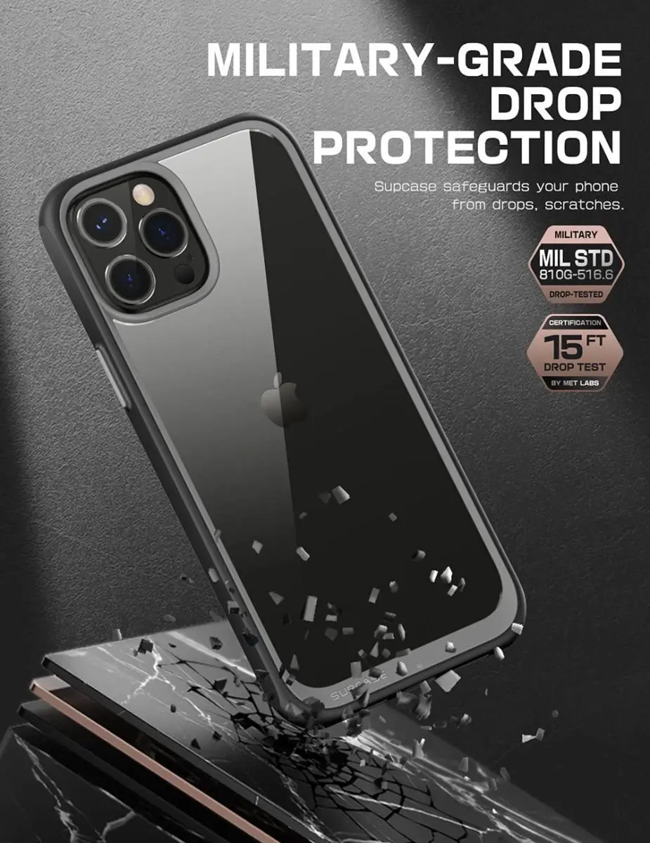 Supcase Unicorn Beetle Style Hoesje iPhone 13 Pro - Transparant Zwart - afbeelding 4 van 6