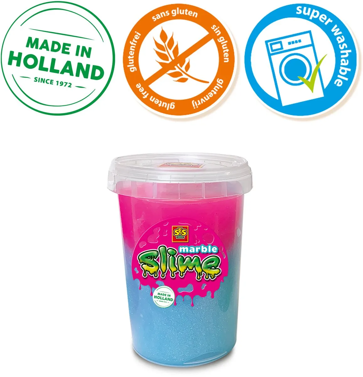 SES Creative Marble Slime - 200g - Blauw & Roze