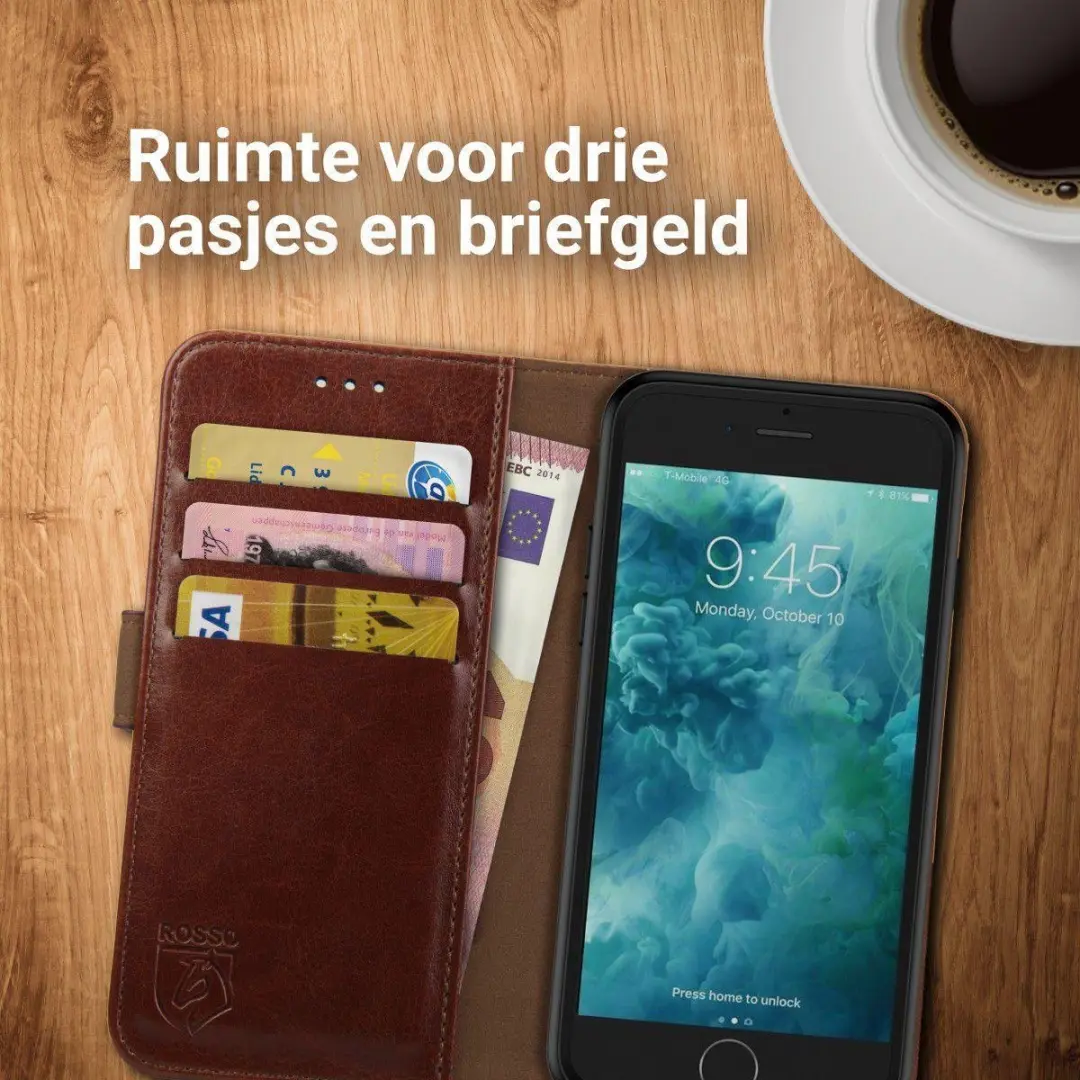 Rosso Element Book Case Wallet iPhone 6/6S - 3 Pasjes - Bruin
