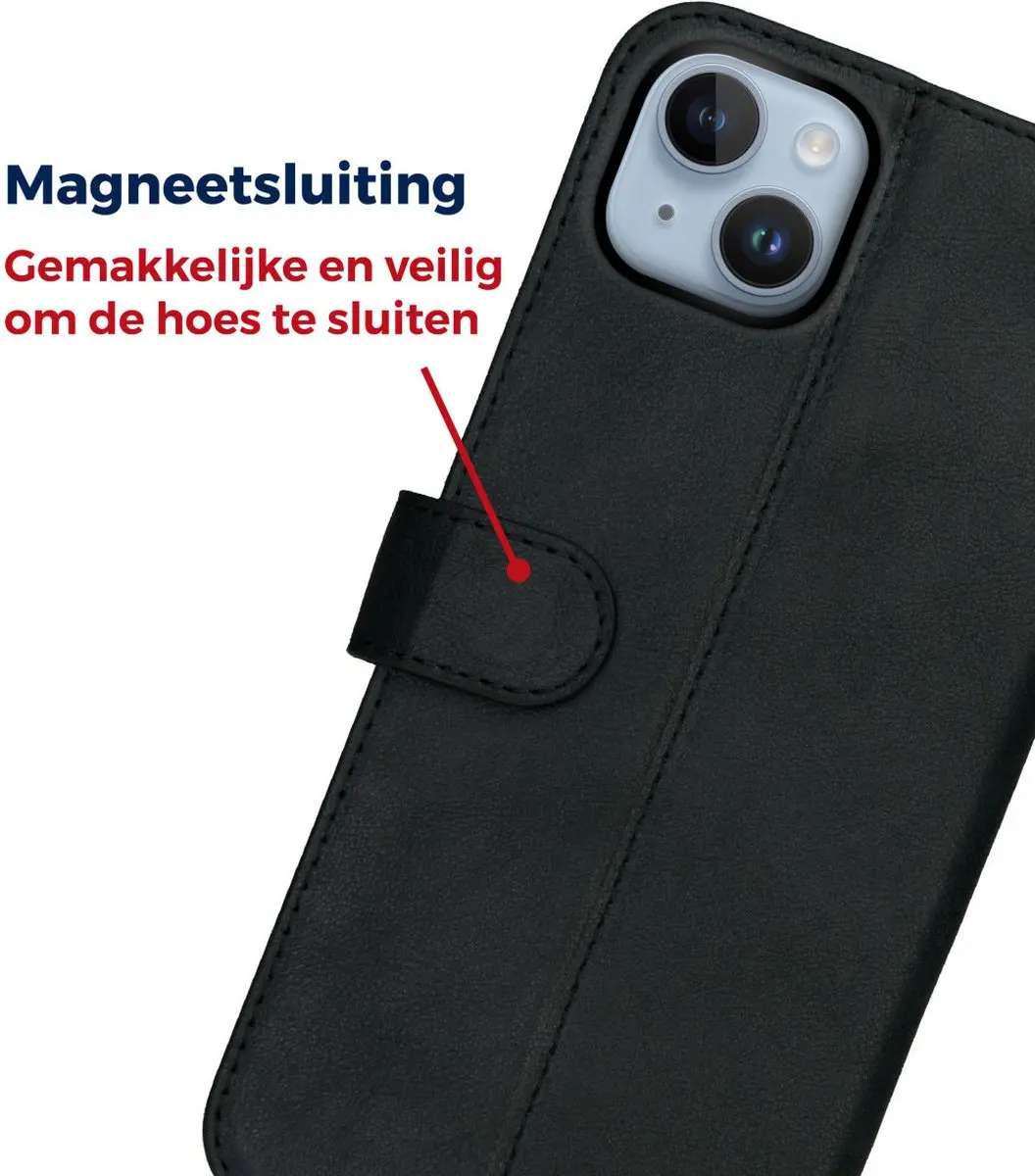Rosso Deluxe Book Case iPhone 14 - 3 Pasjes - Zwart