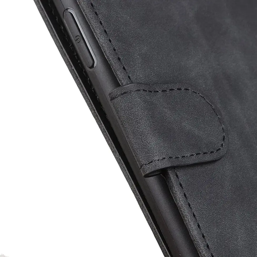 Khazneh Hoesje Samsung Galaxy A55 Retro Wallet - Zwart