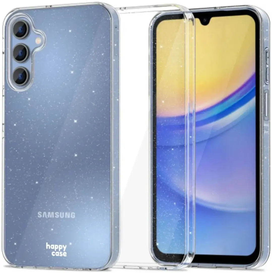 HappyCase Hoesje Glitter Samsung Galaxy A15 - Transparant