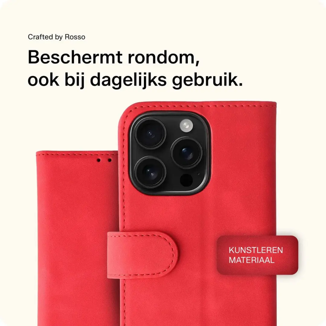 Rosso Element Wallet Book Case iPhone 16 Pro - 3 Pasjes - Rood