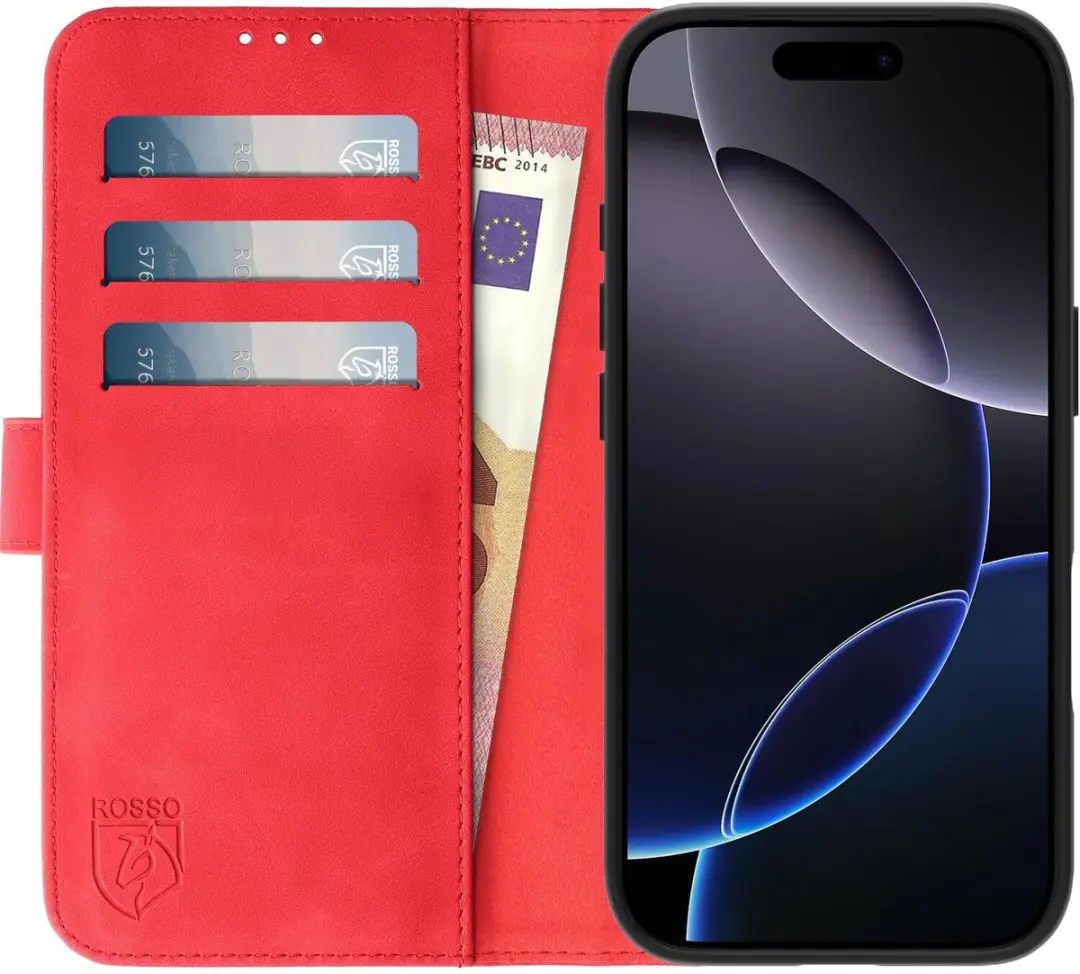Rosso Element Wallet Book Case iPhone 16 Pro - 3 Pasjes - Rood