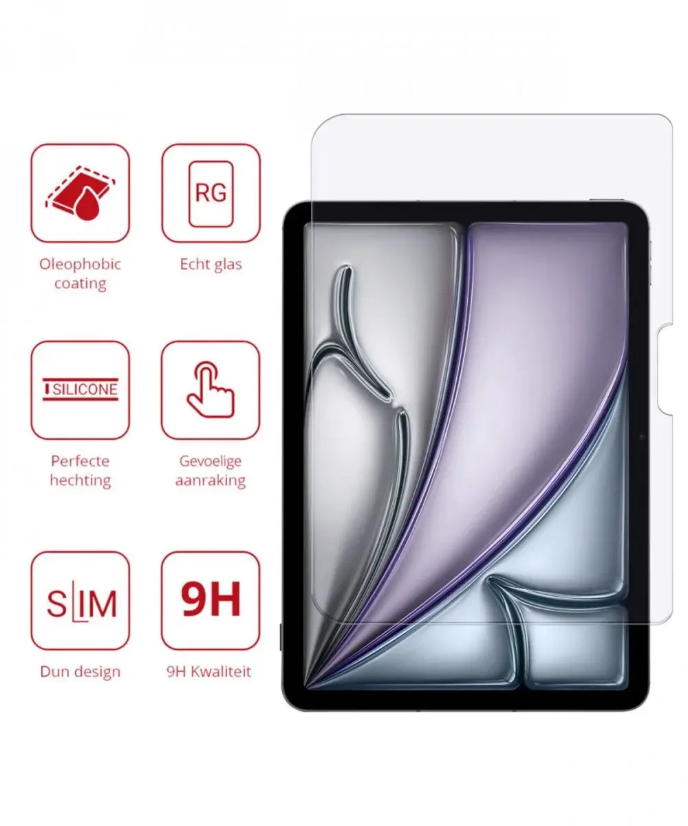 Rosso 194351 Screen Protector - iPad Air 13 (2024) - 9H Glas - Transparant/Red - afbeelding 2 van 6