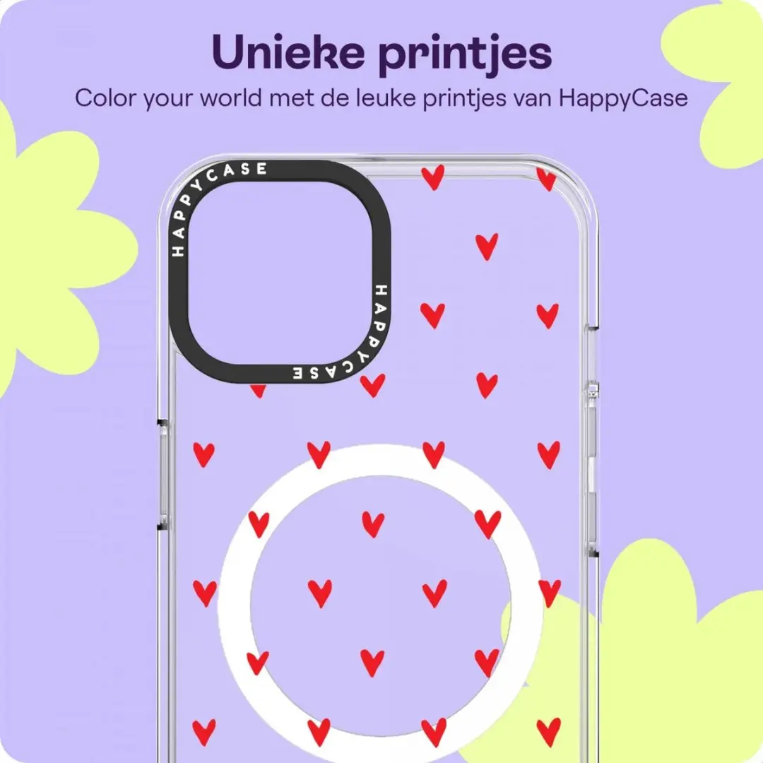 HappyCase Joy Hoesje iPhone 14/13 - MagSafe - Hartjes Rood
