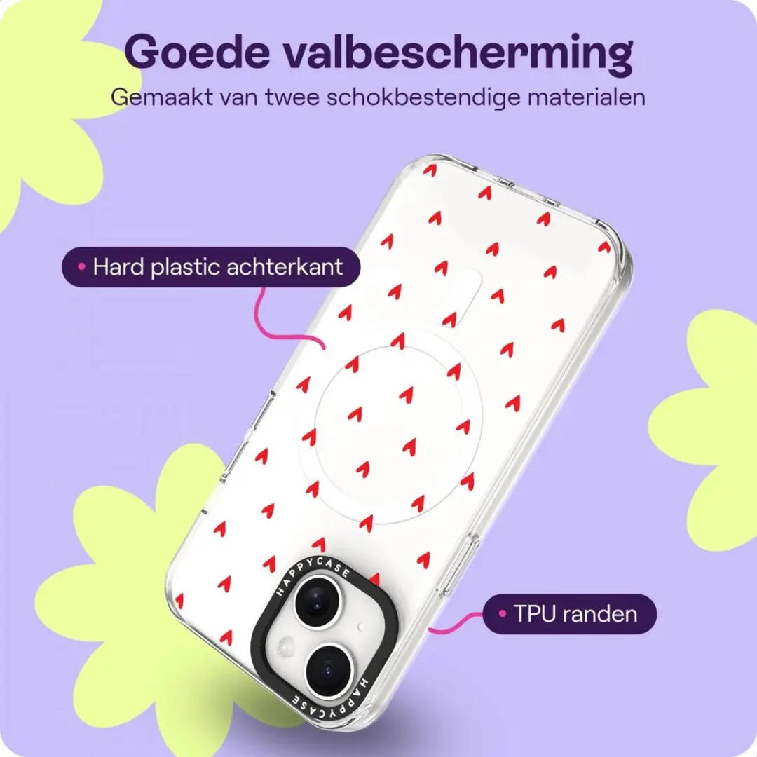 HappyCase Joy Hoesje iPhone 14/13 - MagSafe - Hartjes Rood