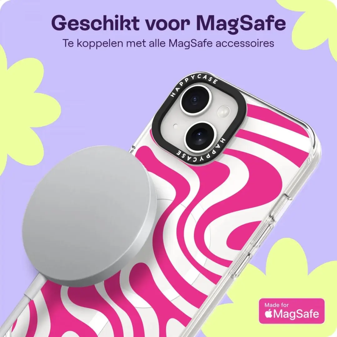 HappyCase Joy Hoesje iPhone 13/14/16e/17e - MagSafe - Bloemen Wavy Swirl