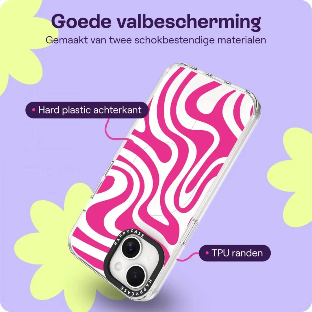 HappyCase Joy Hoesje iPhone 13/14/16e/17e - MagSafe - Bloemen Wavy Swirl