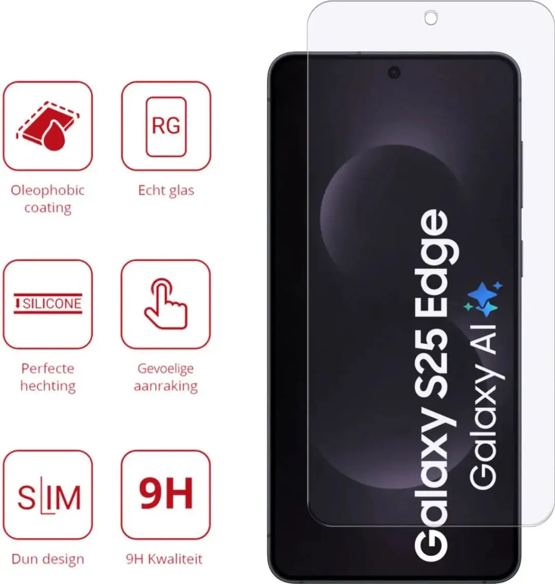 Rosso Screen Protector Samsung Galaxy S25 Edge - 9H Tempered Glass