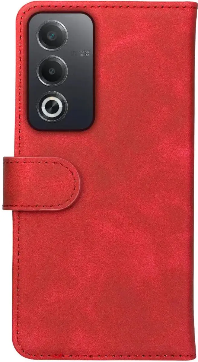 Rosso Element Wallet Book Case Oppo A80 - 3 Pasjes - Rood
