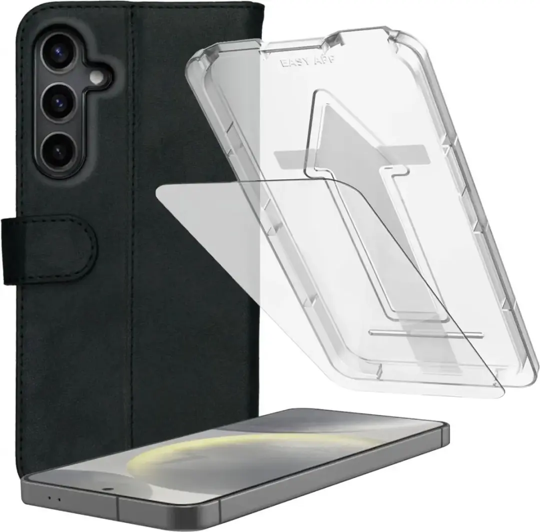 Rosso Deluxe Hoesje + 9H Tempered Glass Geschikt voor Samsung Galaxy S24