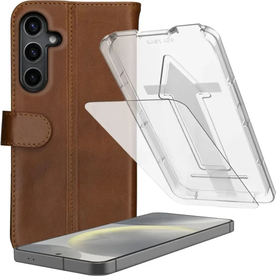 Rosso Deluxe Hoesje + 9H Tempered Glass Geschikt voor Samsung Galaxy S24