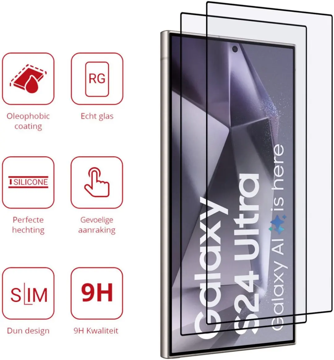 Rosso Screen Protector Samsung Galaxy S24 Ultra - 3x 9H Tempered Glass