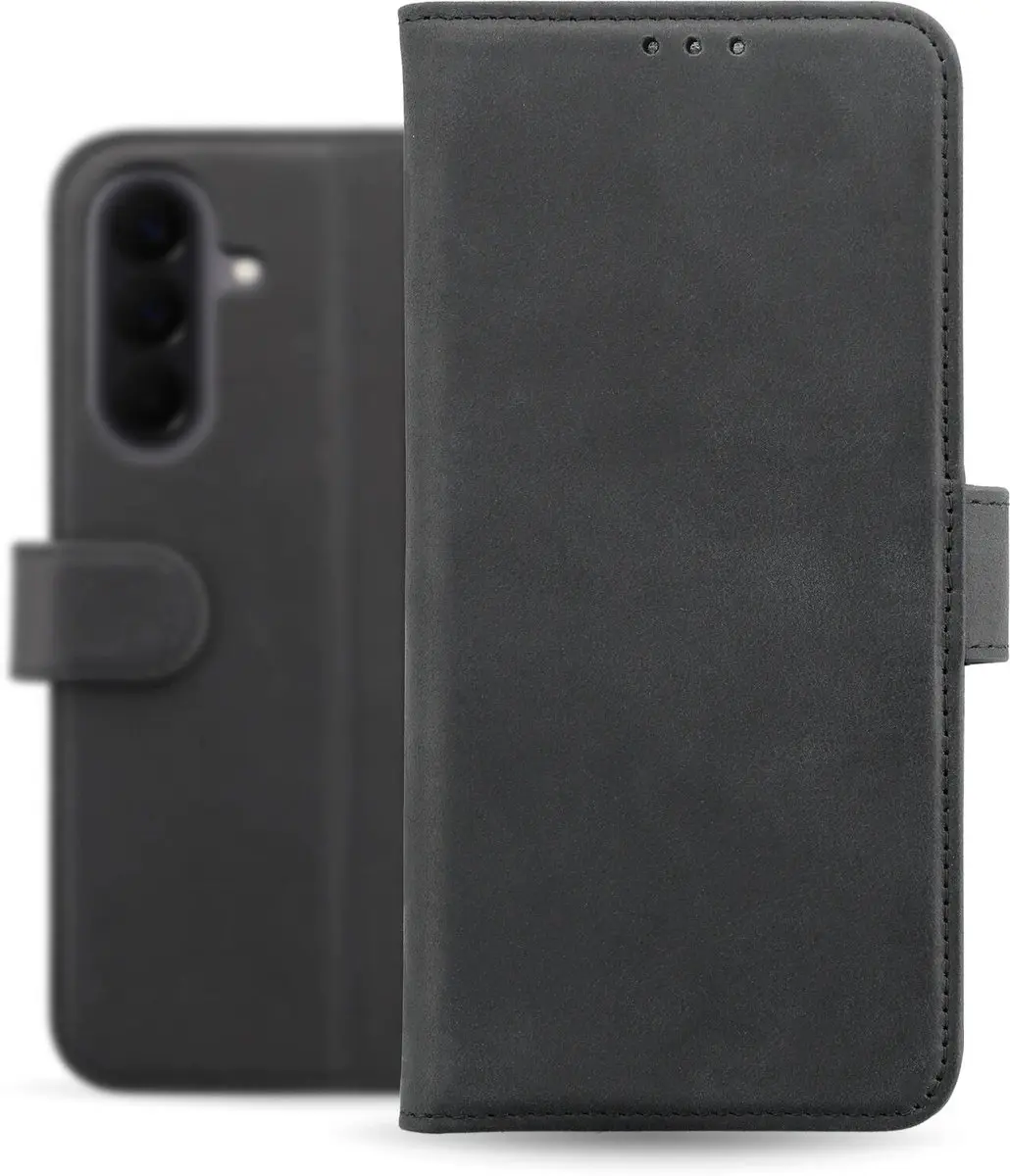 Rosso Deluxe Echt Leer Hoesje Samsung Galaxy A57 - 3 Pasjes - Zwart