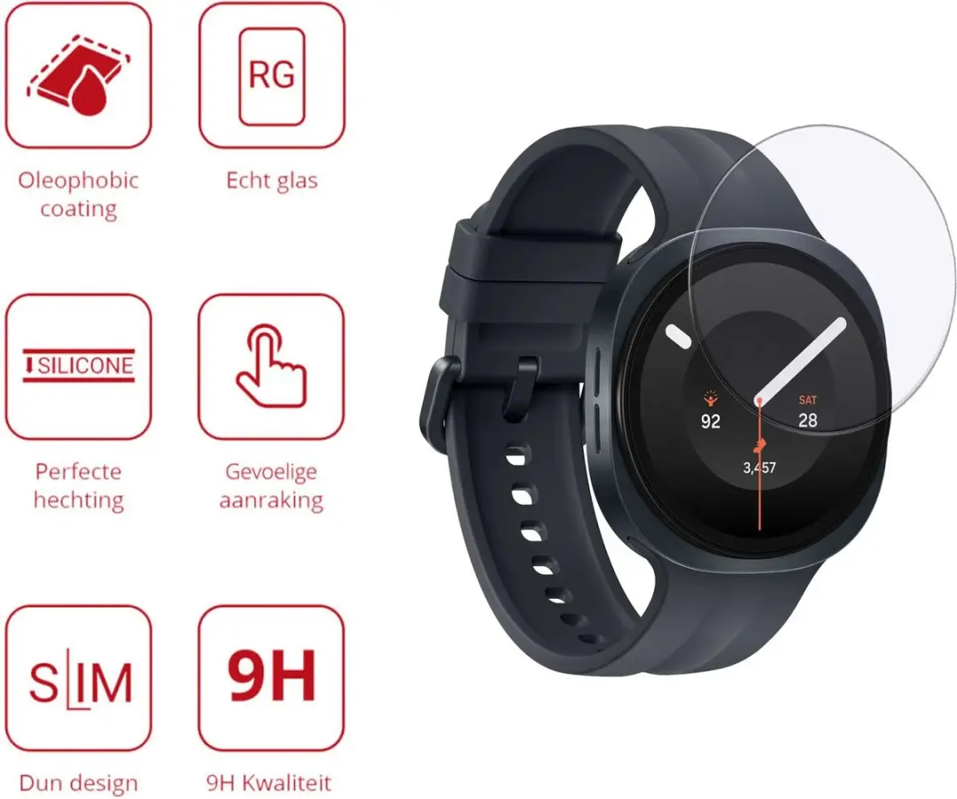 Rosso 9H Tempered Glass - Samsung Galaxy Watch Ultra 2 - Transparant/Red