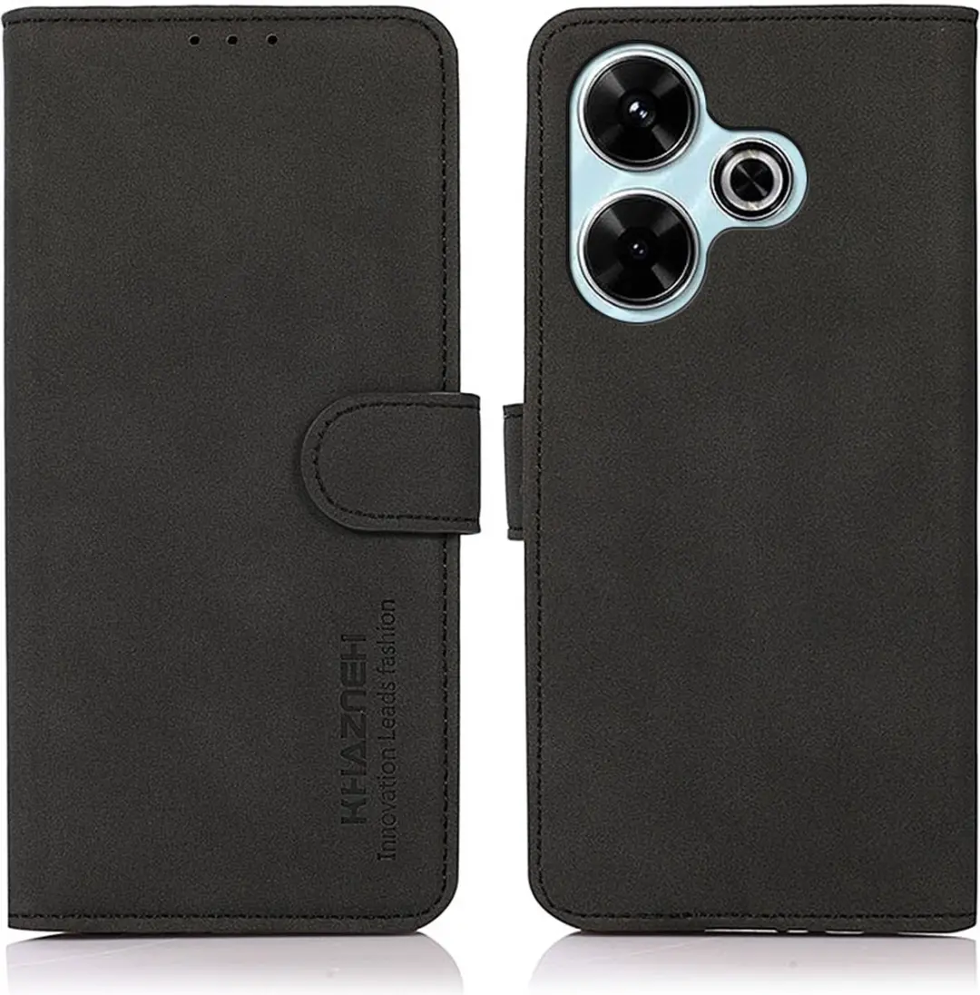 Luxe mat zwart agenda book case Hoesje geschikt voor Xiaomi Redmi 13 4G
