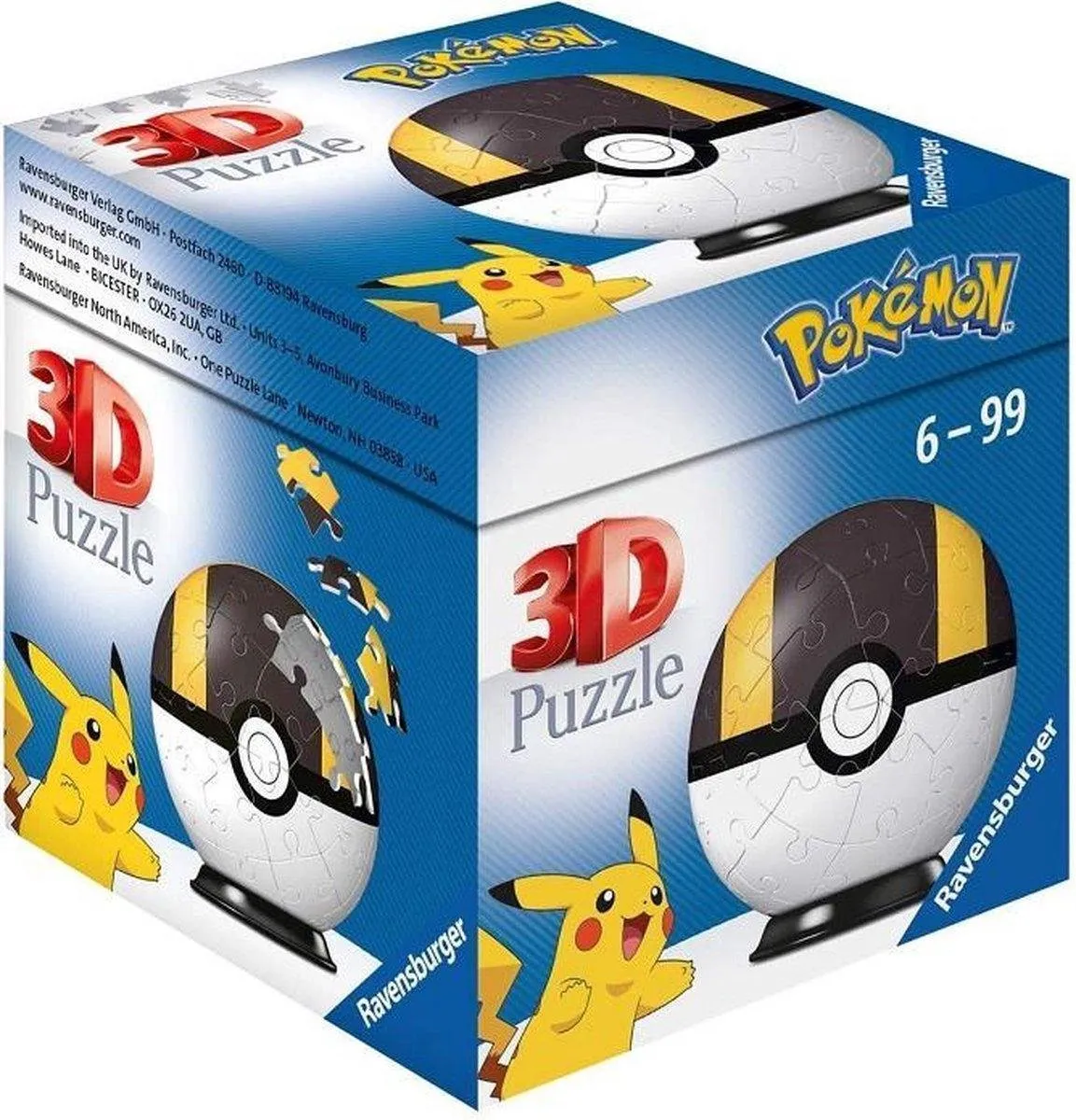 Ravensburger 3D Puzzel Pokémon Pokéball - 54 Stuks - Zwart/Wit
