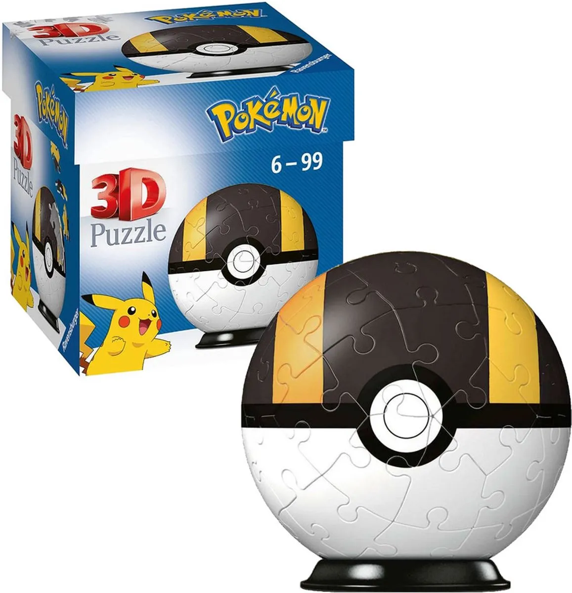 Ravensburger 3D Puzzel Pokémon Pokéball - 54 Stuks - Zwart/Wit - afbeelding 6 van 6