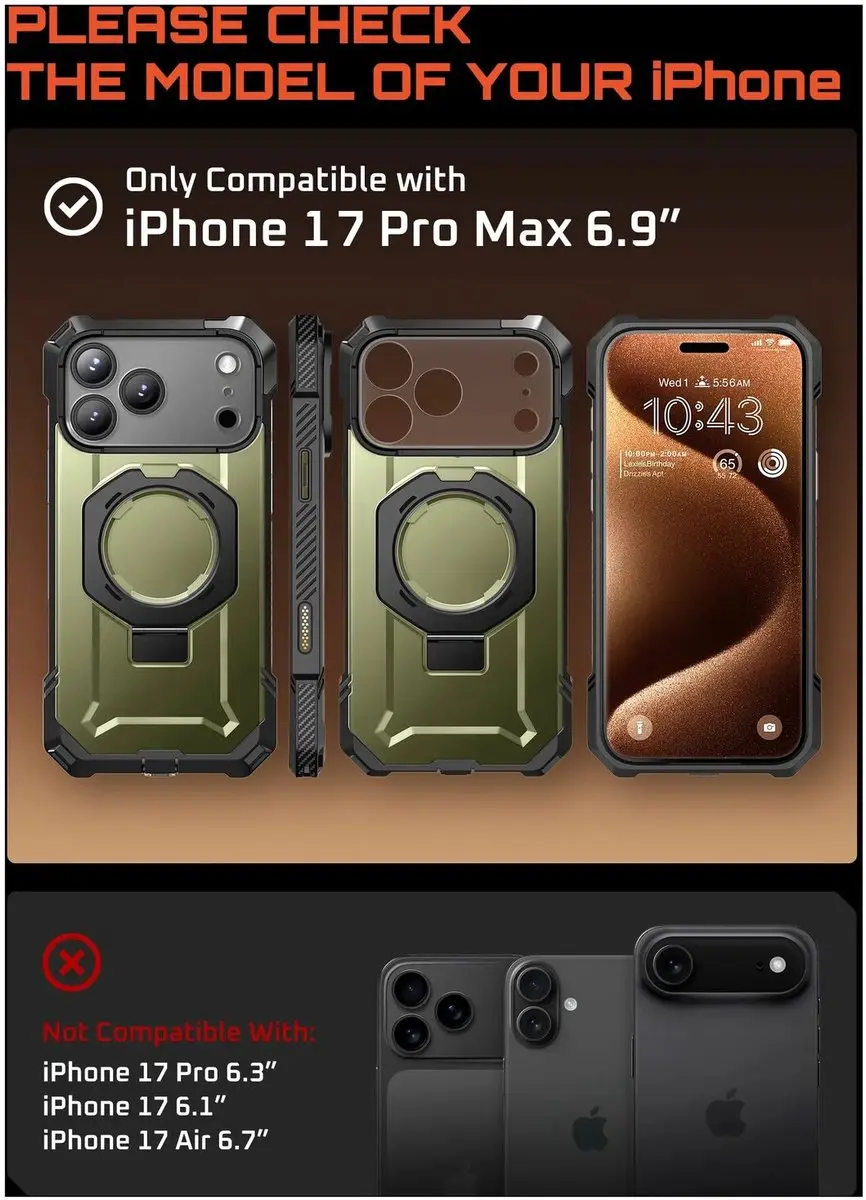 Supcase UB Grip Pro MagSafe Hoes iPhone 17 Pro Max - Zwart