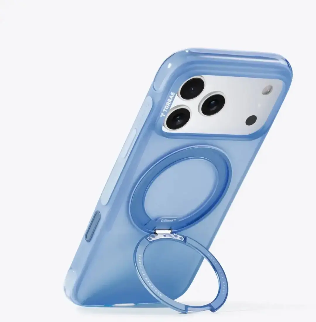 Torras Ostand O3 Air Spin Hoesje iPhone 17 Pro - Blauw