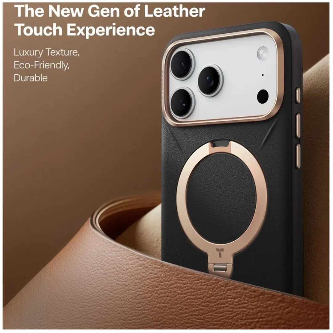 Torras Ostand Q Pro Leather Hoesje - iPhone 17 Pro - Zwart