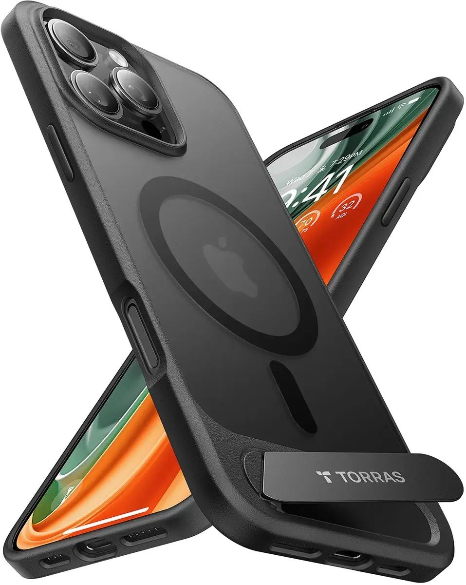 Torras UPro Pstand Hoesje iPhone 16 Pro Max - MagSafe - Zwart