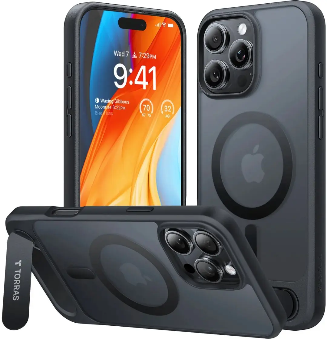 Torras UPro Pstand Hoesje iPhone 16 Pro Max - MagSafe - Zwart