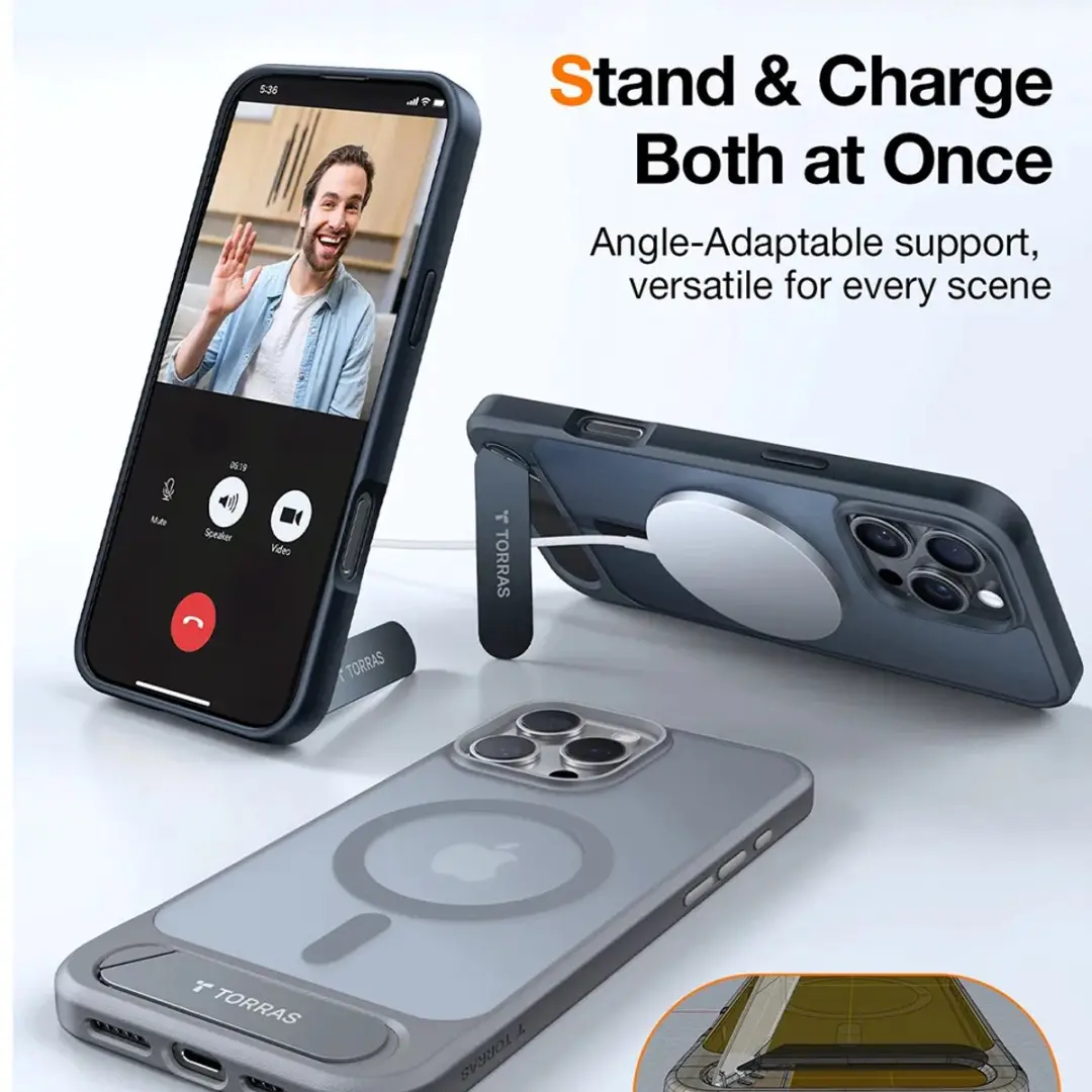 Torras UPro Pstand Hoesje iPhone 16 Pro Max - MagSafe - Zwart