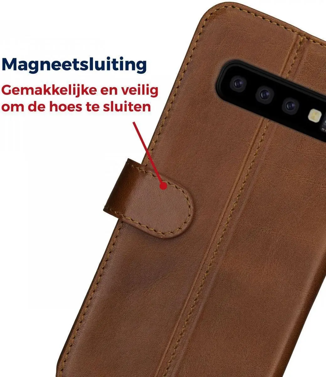 Rosso Deluxe Book Case Samsung Galaxy S10 Plus - 3 Pasjes - Bruin