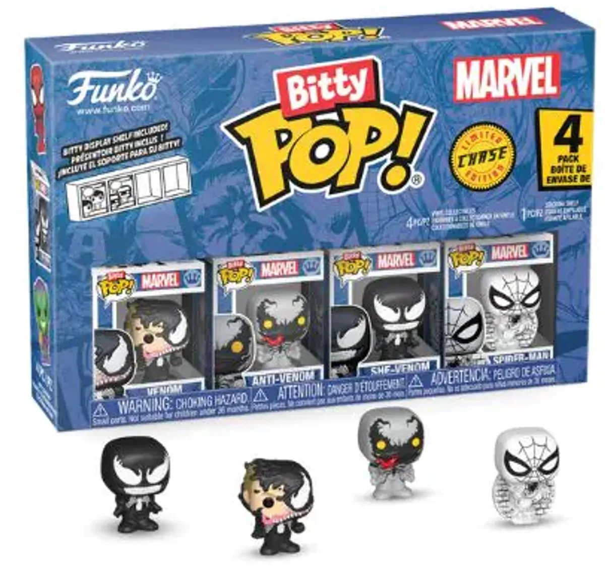 Funko Bitty Pop! Spider-Man Venom/Anti-Venom/She-Venom - 4 Stuks