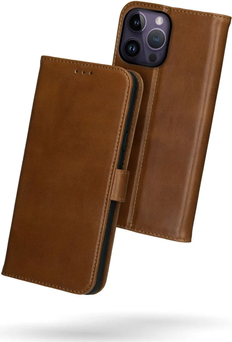 Rosso Deluxe Book Case iPhone 14 Pro - 3 Pasjes Bruin