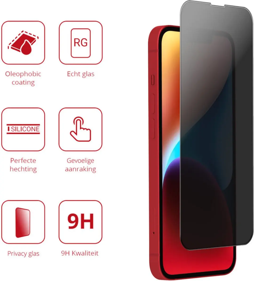 Rosso 9H Privacy Screen Protector iPhone 14 Plus - Gehard Glas