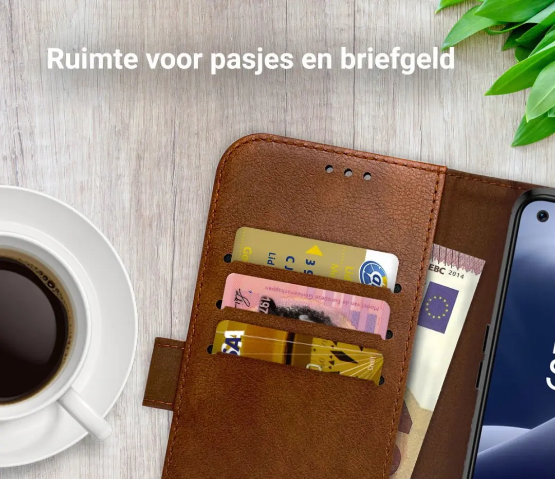 Rosso Element Book Case Wallet OnePlus Nord 2T - 3 Pasjes - Bruin