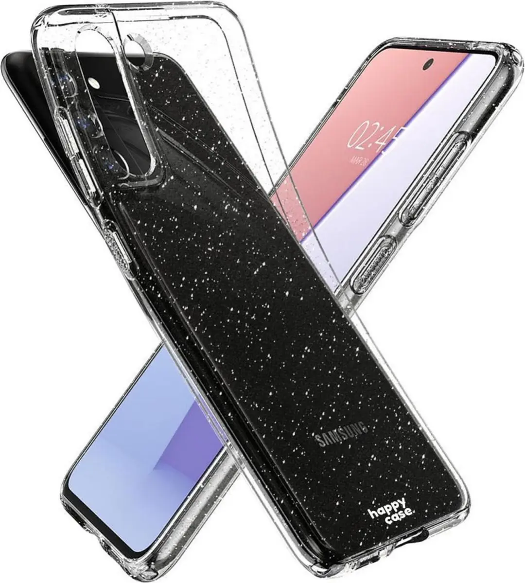 HappyCase TPU Hoesje Glitter - Samsung Galaxy S21 FE - Transparant