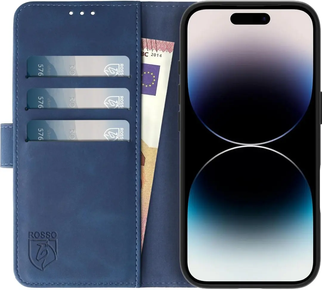 Rosso Element Book Case Wallet iPhone 14 Pro - 3 Pasjes - Blauw