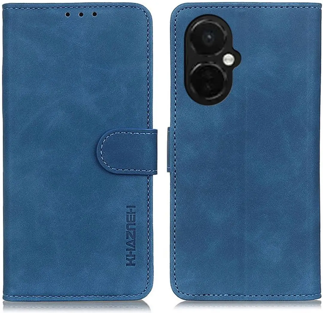 Khazneh OnePlus Nord CE 3 Lite Hoesje Retro Wallet Blauw - 2 Pasjes