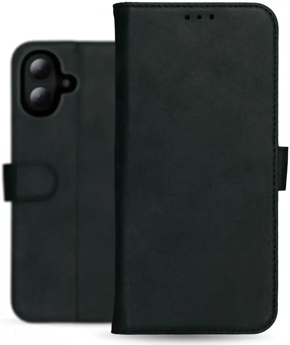 Rosso Deluxe Echt Leer Hoesje iPhone 16 - 3 Pasjes - Zwart
