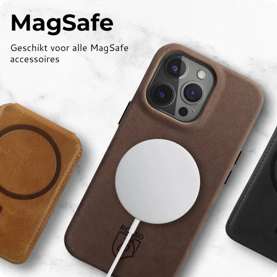 Rosso Elite 193637 Hoesje iPhone 16 Pro - Echt Leer - Bruin