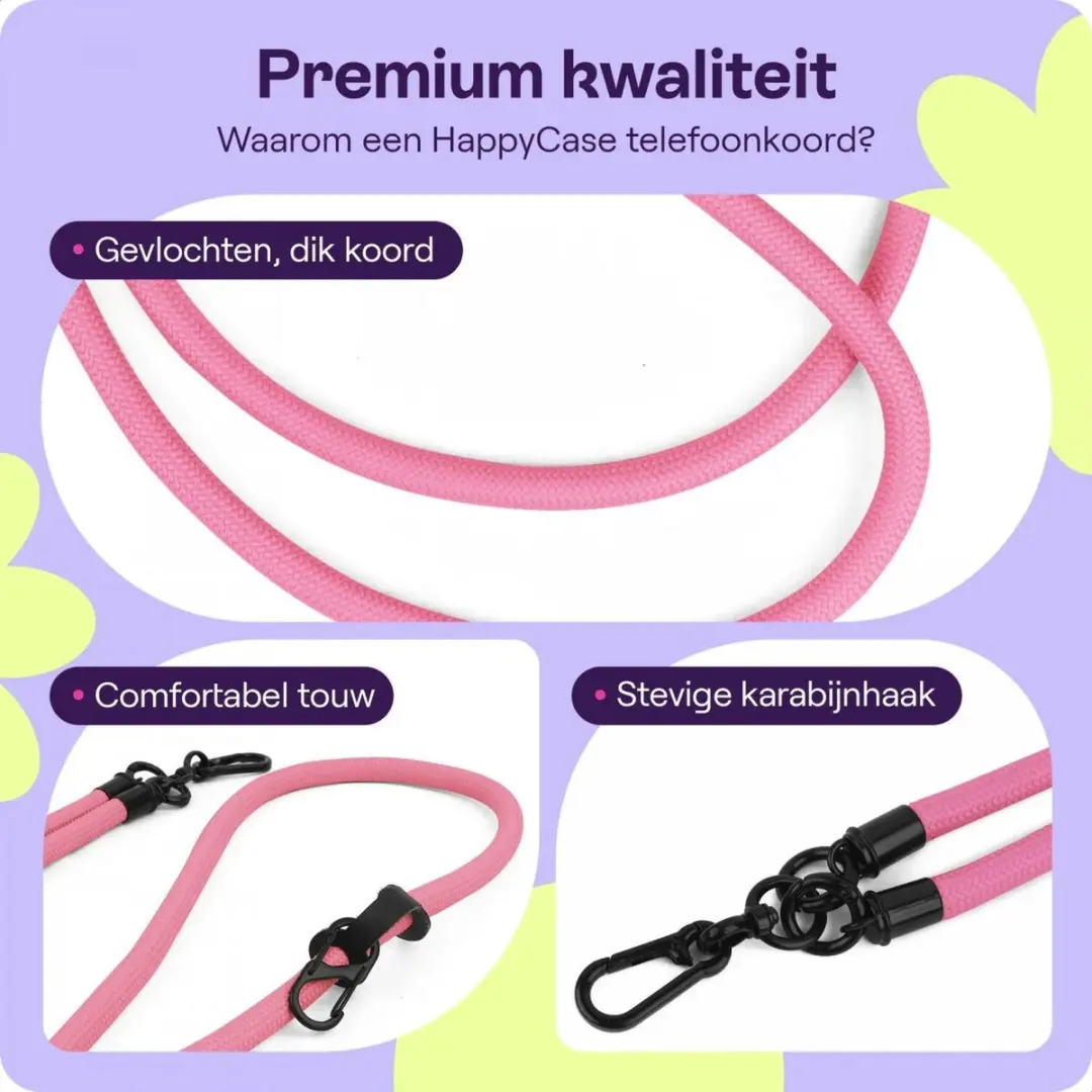 HappyCase Telefoonkoord Roze 120cm