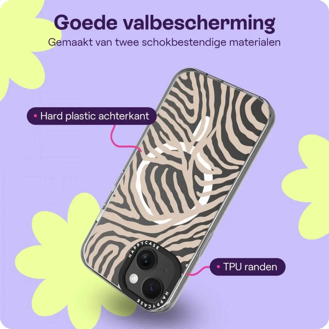 HappyCase Joy Hoesje iPhone 15 - MagSafe - Safari Tiger Print