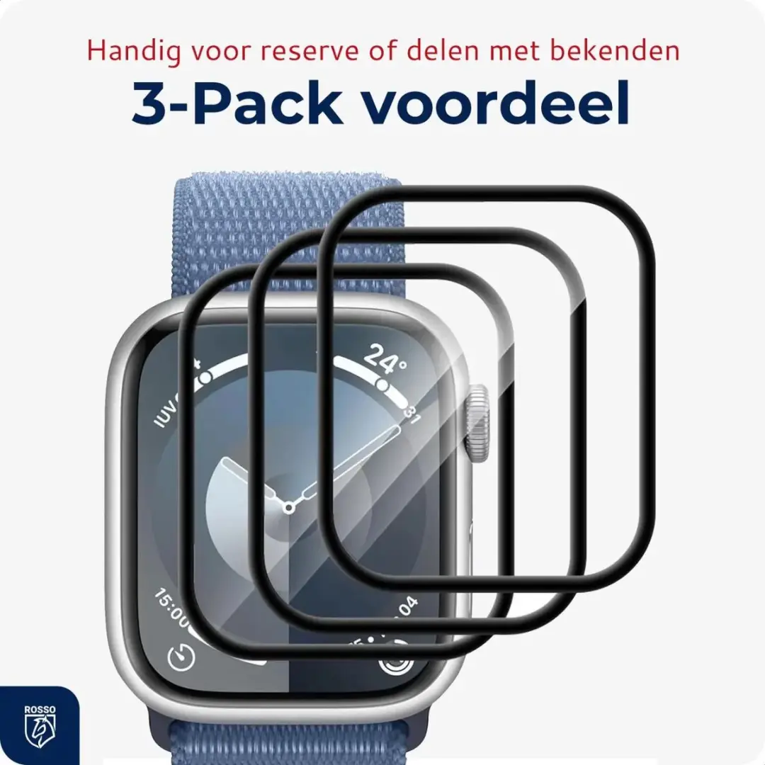 Rosso Hybrid Glass Apple Watch 41mm - PMMA Glas - 3 Stuks