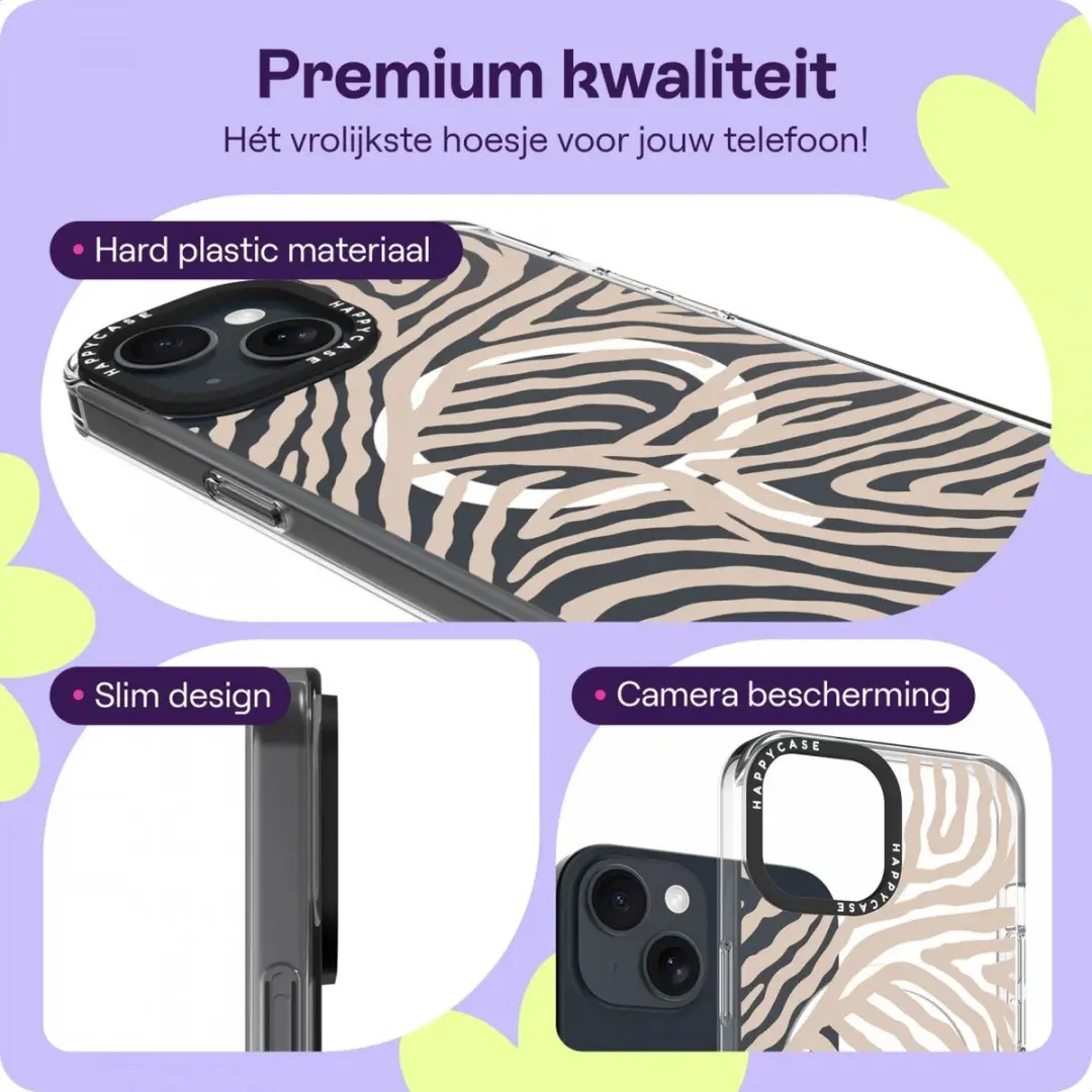 HappyCase Joy Hoesje iPhone 13/14/16e - MagSafe - Safari Tiger Print