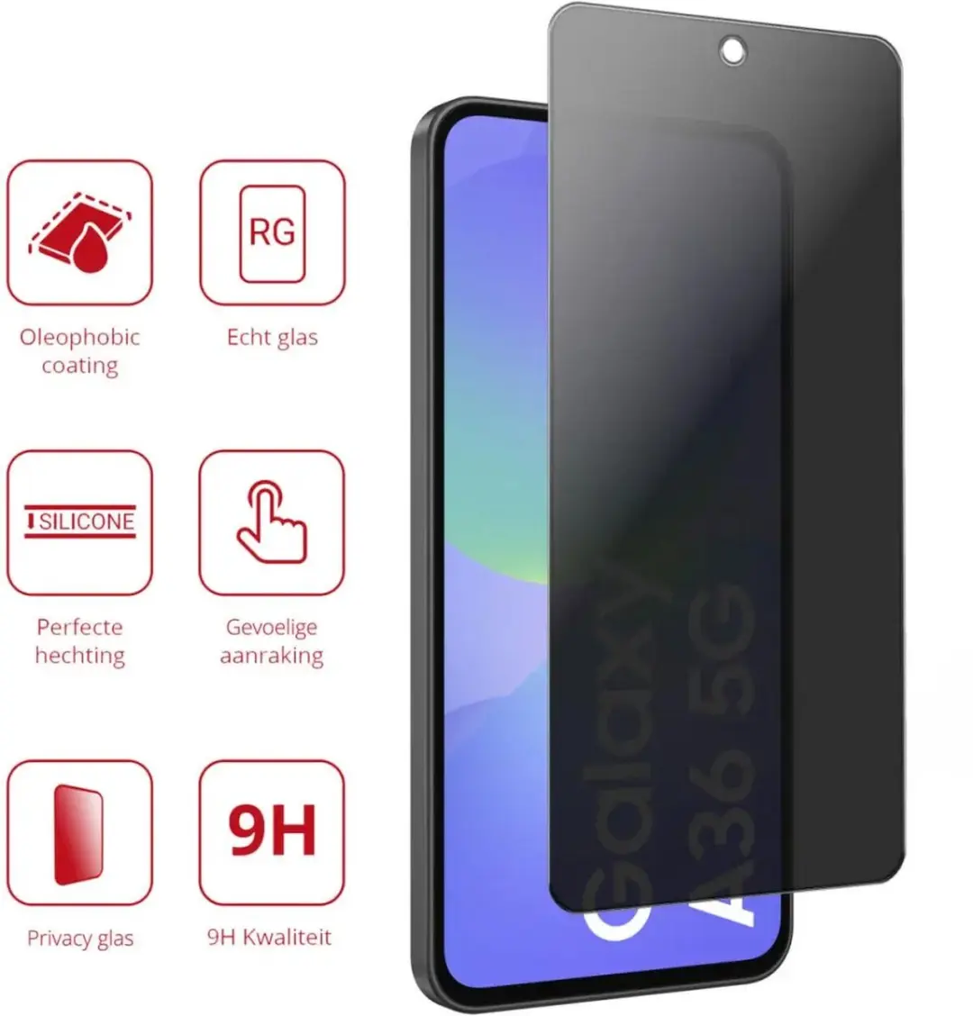 Rosso Privacy Screen Protector Samsung Galaxy A36 - 9H Glas