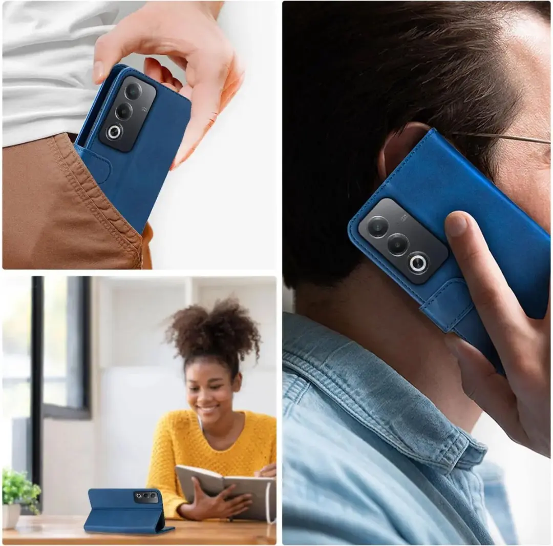 Rosso Element Wallet Book Case 208746 - Oppo A80 - 3 Pasjes - Blauw